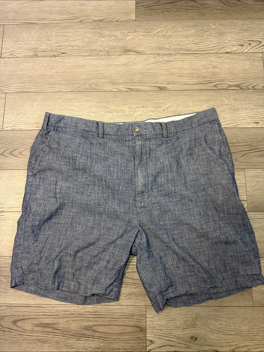 Polo Ralph Lauren Big Men's 44x8 Chambray Flat Front Shorts Blue Gray